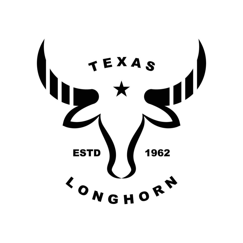 Texas longhorn, country western bull cattle vintage retro logo vector