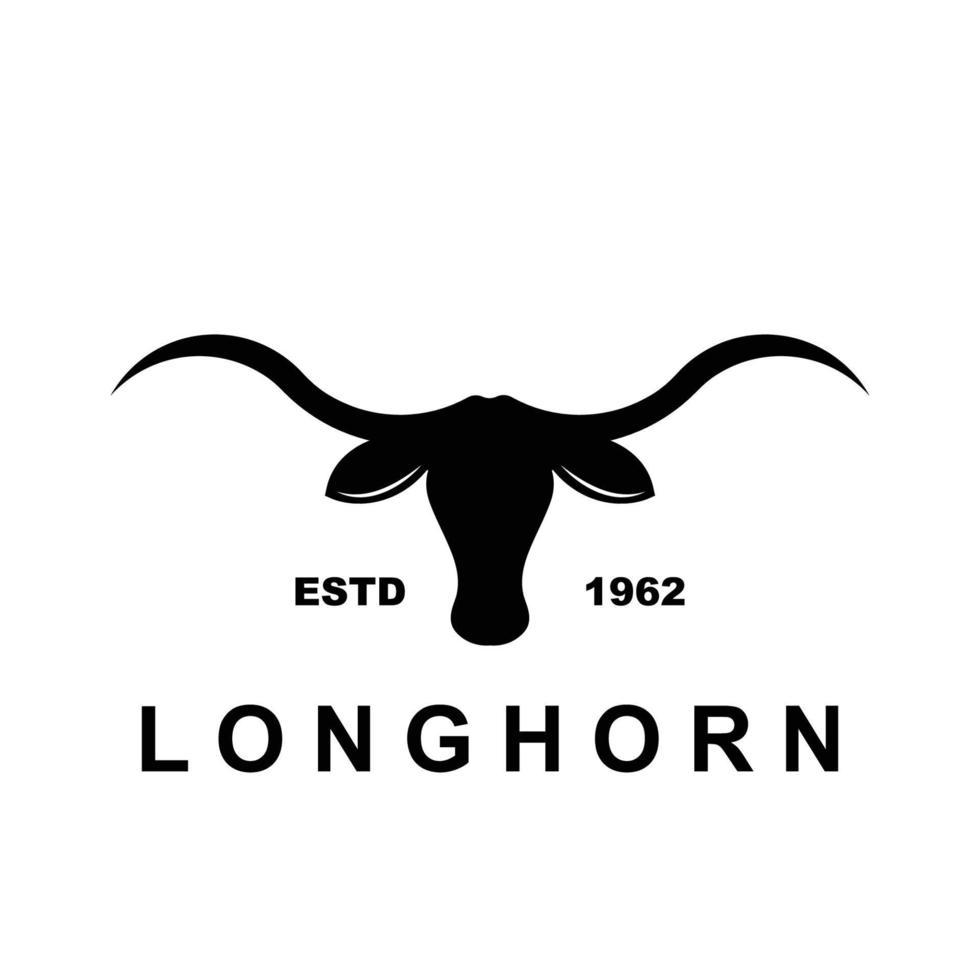 Texas longhorn, country western bull cattle vintage retro logo vector