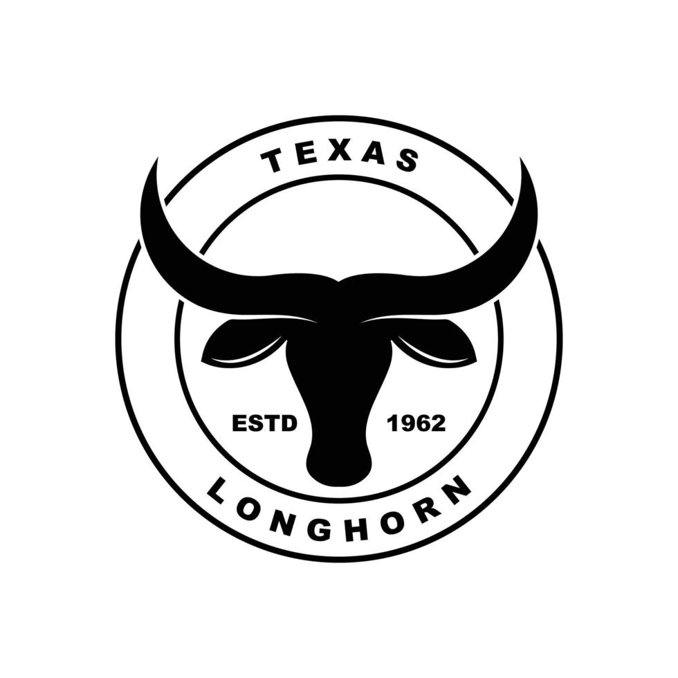 Texas longhorn, country western bull cattle vintage retro logo vector