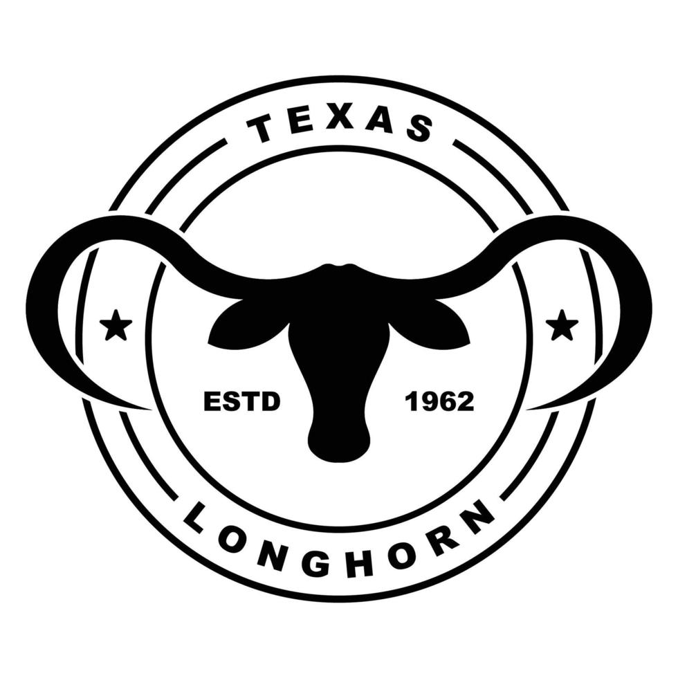 Texas cuerno largo, país occidental toro vacas Clásico retro logo vector