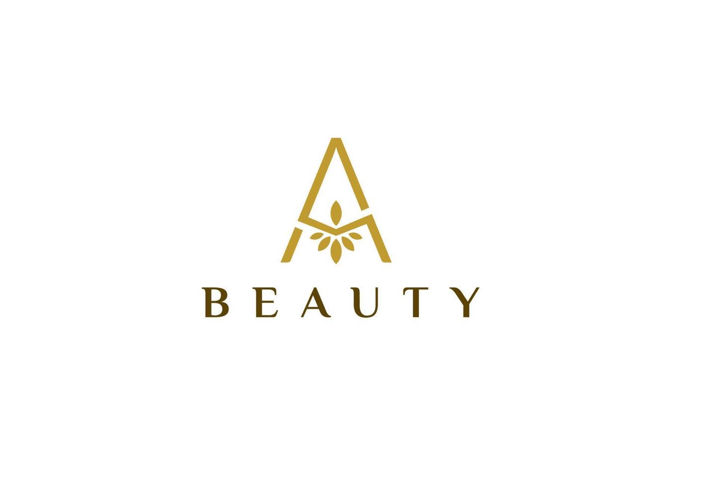 Creative letter A beauty feminine golden logo design concept. Initial symbol for corporate business identity. Alphabet vector element