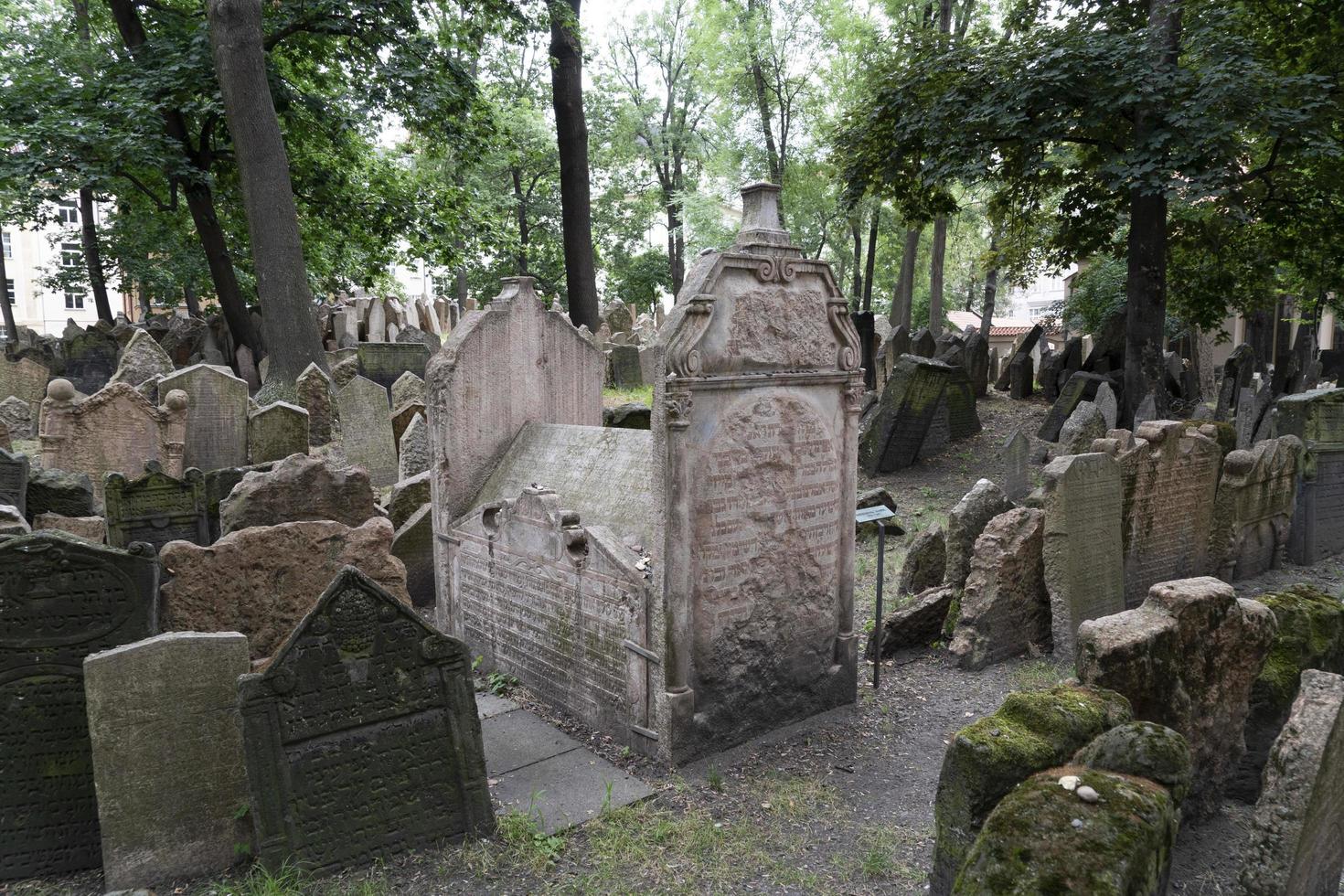 PRAGUE, CZECH REPUBLIC - JULY 17 2019 - jewish old cemetery in prague photo