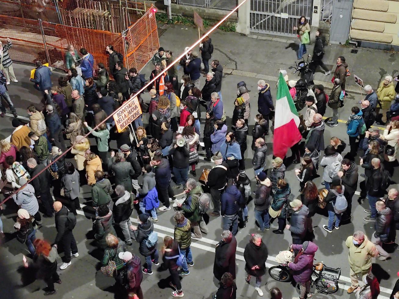 GENOA, ITALY - JANUARY 15 2022 - No green pass no vax protest photo