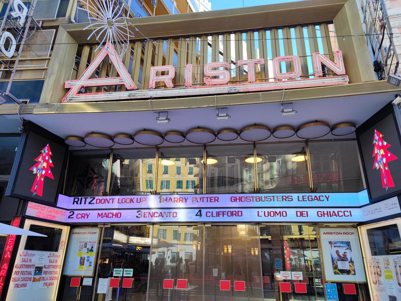SANREMO, ITALY - DECEMBER 13, 2021 - Ariston theater ready for 2022 season, hosting the famous song competition Festival of Sanremo photo