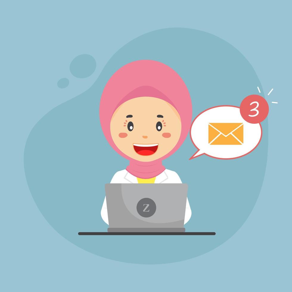 Bussiness Woman Checking Email Inbox vector