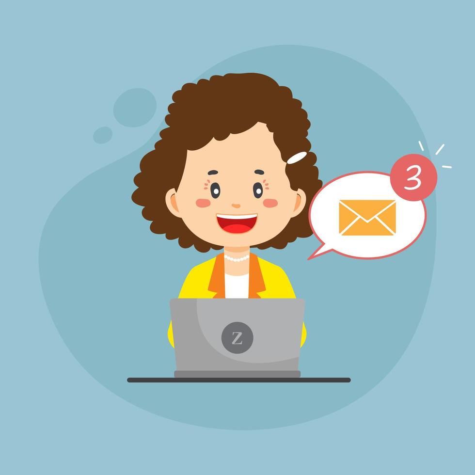 Bussiness Woman Checking Email Inbox vector