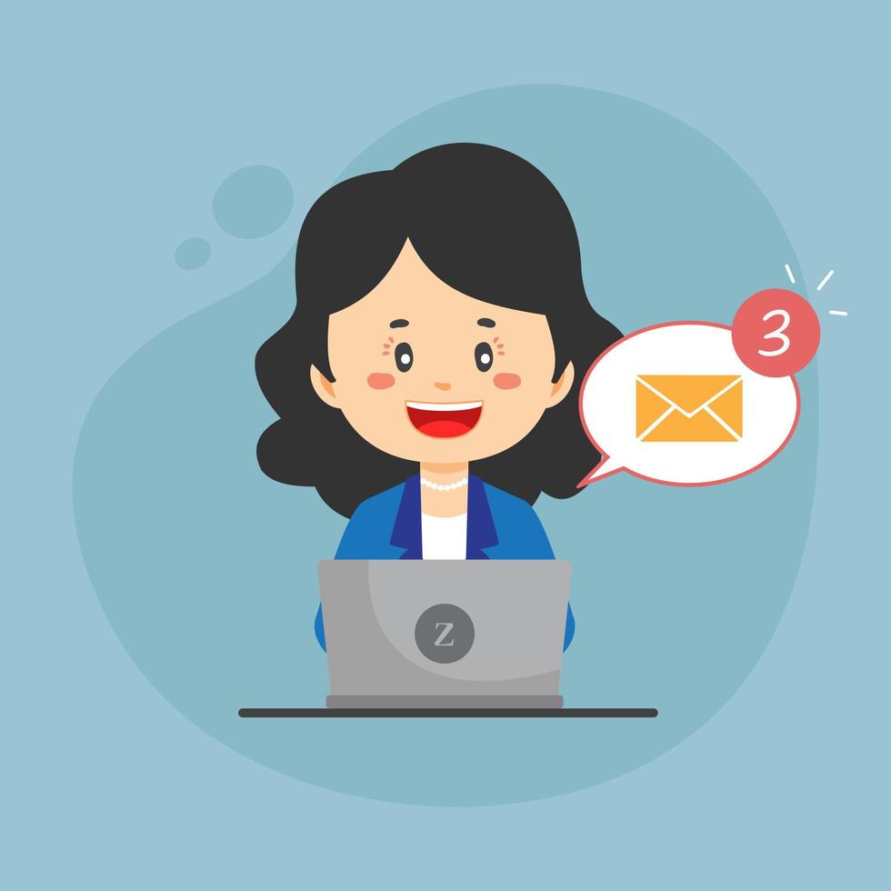 Bussiness Woman Checking Email Inbox vector