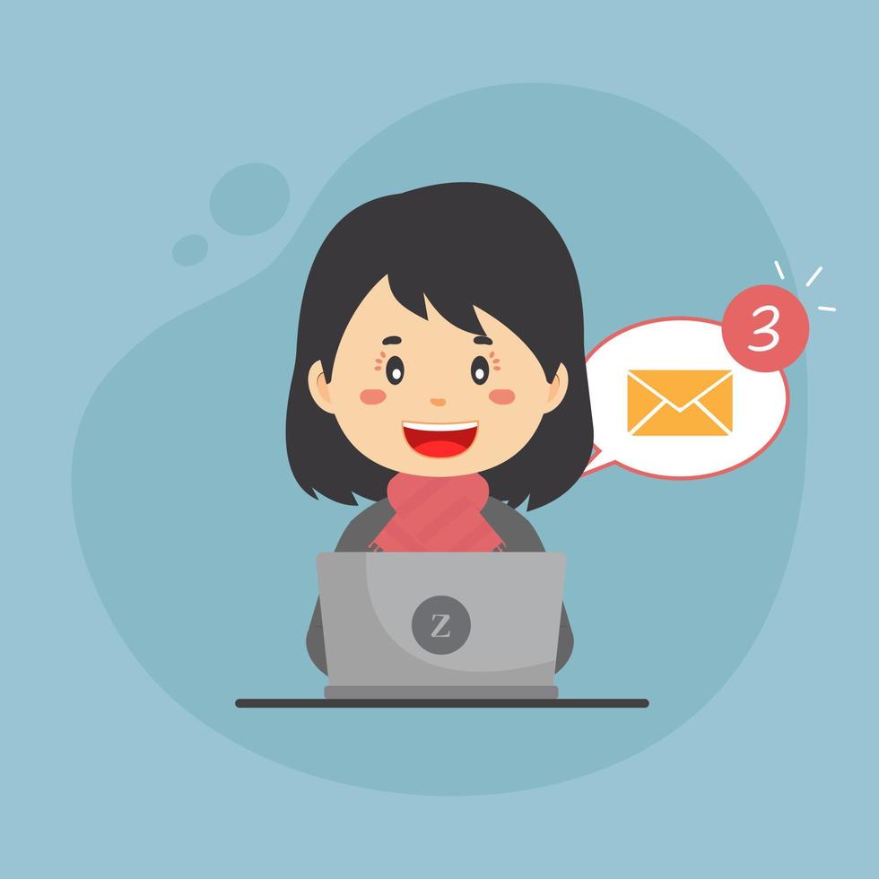 Bussiness Woman Checking Email Inbox vector