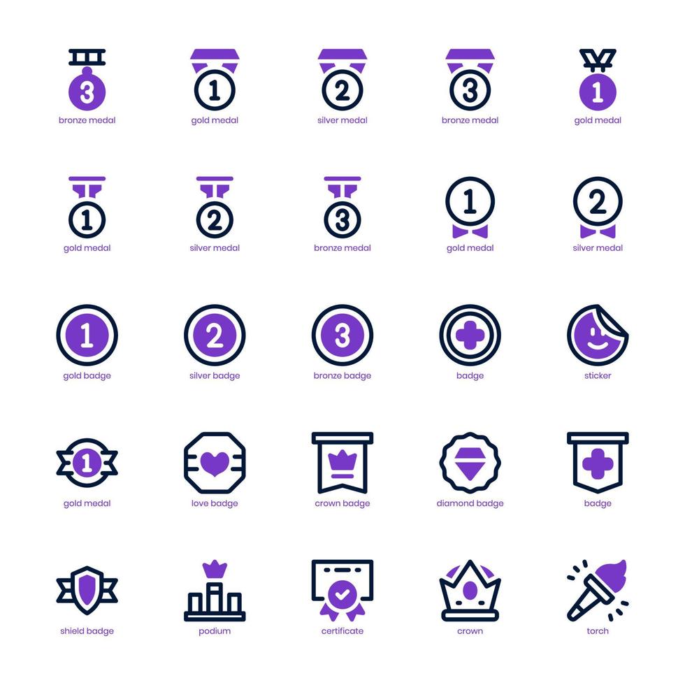 Award and Badge icon pack for your website design, logo, app, and user interface. Award and Badge icon mixed line and solid design. Vector graphics illustration and editable stroke.