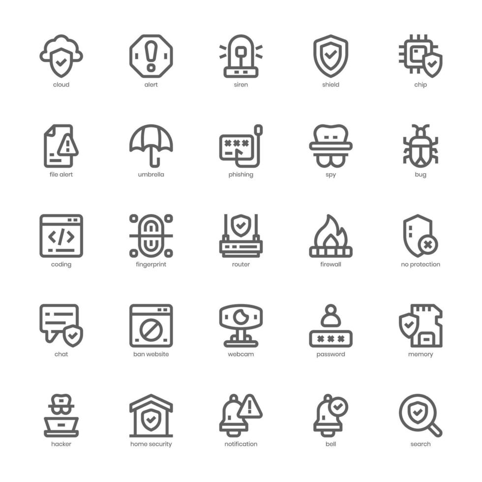 Internet Security icon pack for your website design, logo, app, and user interface. Internet Security icon outline design. Vector graphics illustration and editable stroke.