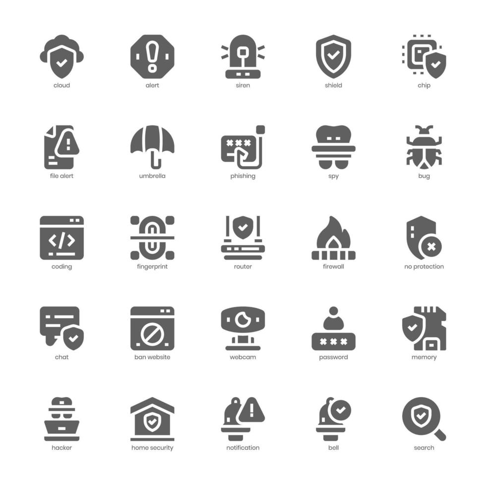 Internet seguridad icono paquete para tu sitio web diseño, logo, aplicación, y usuario interfaz. Internet seguridad icono glifo diseño. vector gráficos ilustración y editable ataque.