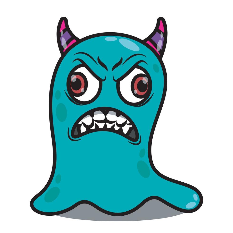 Cute Cartoon Angry Monsters illustration. Flat vector