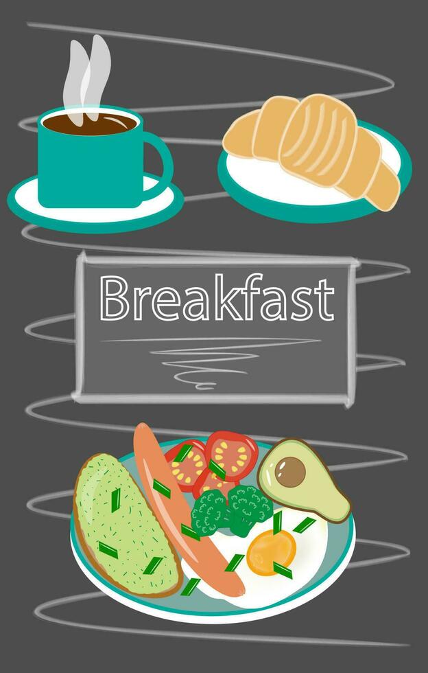 vector illustration breakfast tasty healthy bright on gray background