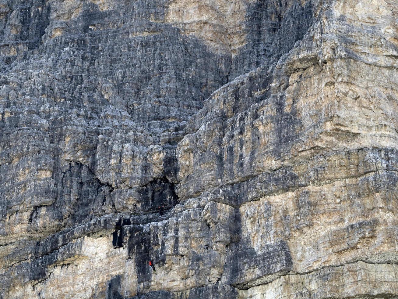 Climbing in three peaks of Lavaredo valley dolomites mountains panorama landscape photo
