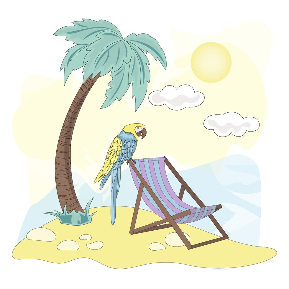 playa verano tropical vacaciones viaje vector ilustración conjunto