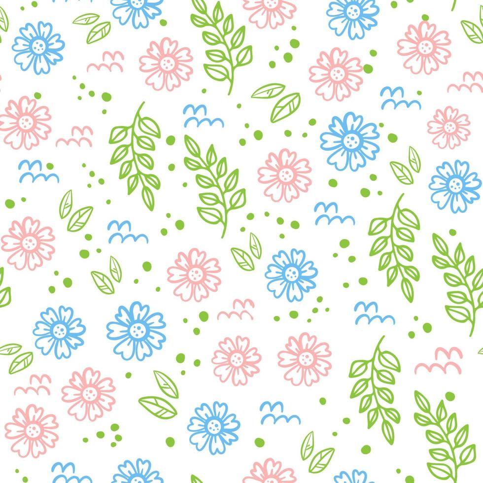 resumen floral tela sin costura modelo vector ilustración