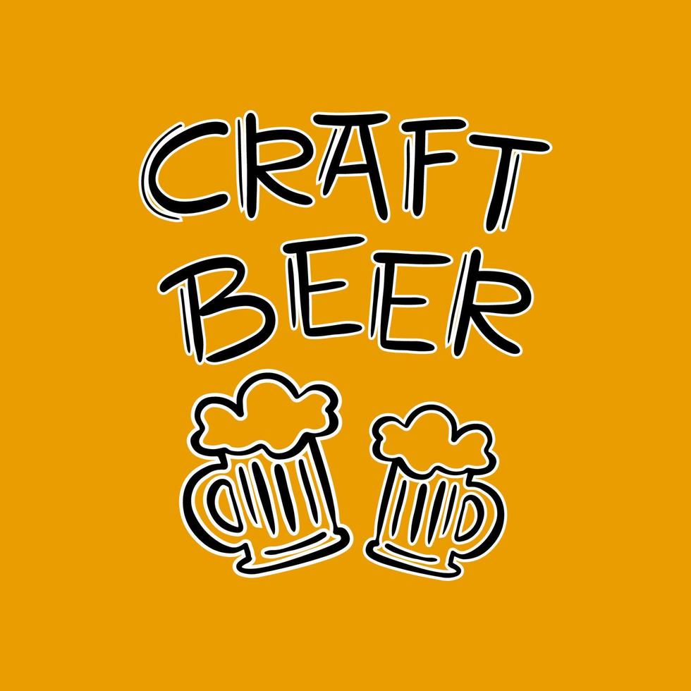 CRAFT BEER STYLE Drink Lettering Mugs Vector Illustration