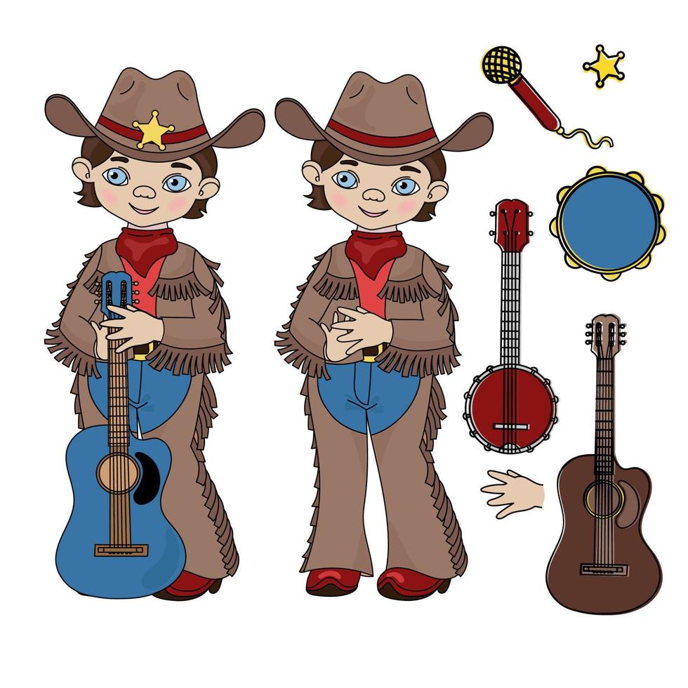 vaquero música occidental país festival vector ilustración conjunto