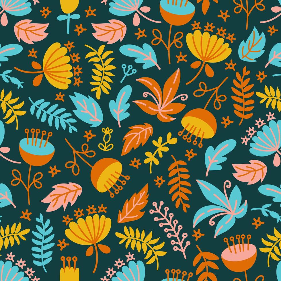 DINO BACKGROUND Floral Grunge Seamless Pattern Vector