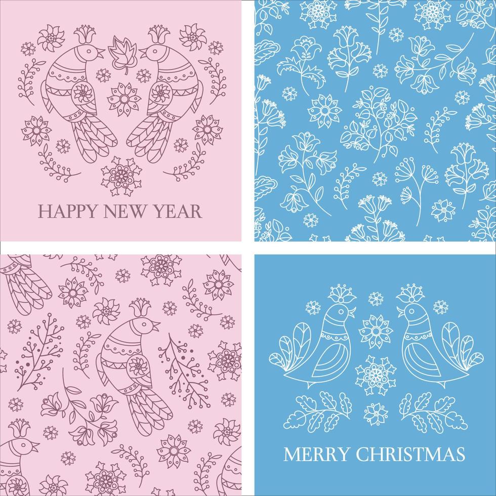 CARD PATTERN SET Folk Vector Illustration Seamless Pattern