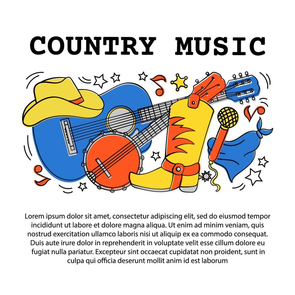 COUNTRY MUSIC ARTICLE Western Festival Vector Illustration