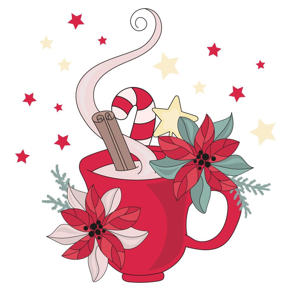 taza de nuevo año Navidad dibujos animados vector ilustración conjunto