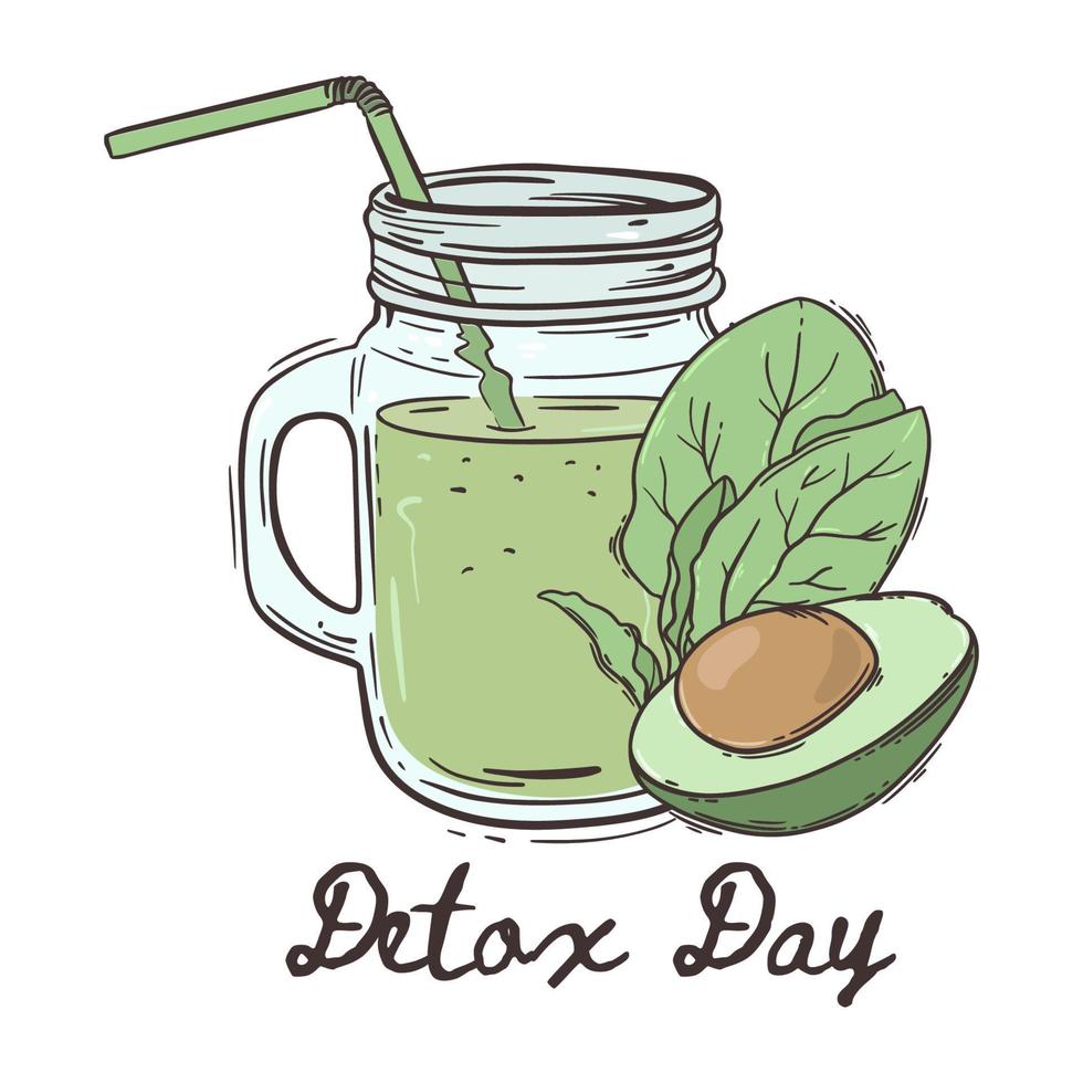 DETOX DAY Healthy Eating Program Vector Illustration Set