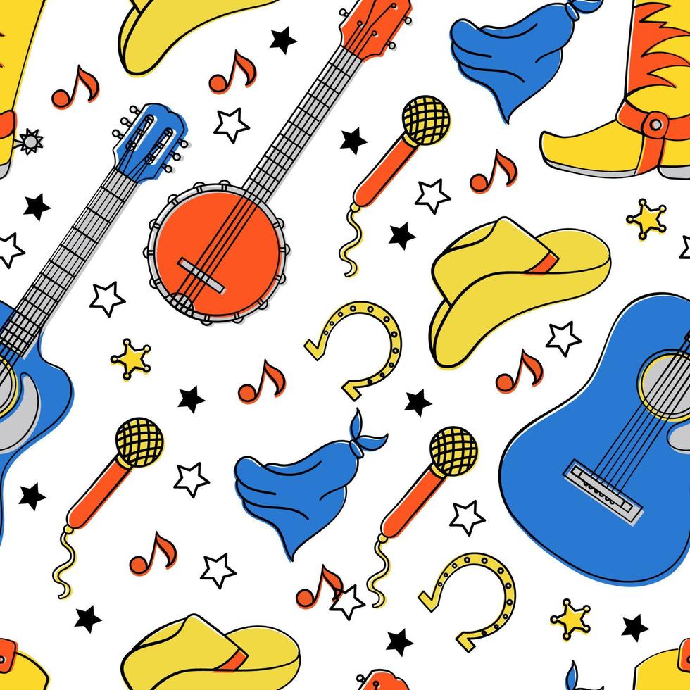 COUNTRY INSTRUMENTS Seamless Pattern Vector Illustration