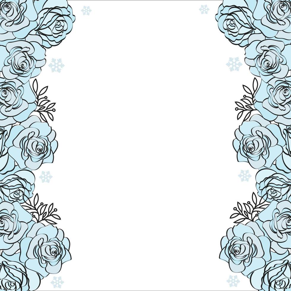 BLUE ROSE BACKGROUND Wedding Cartoon Vector Illustration Set