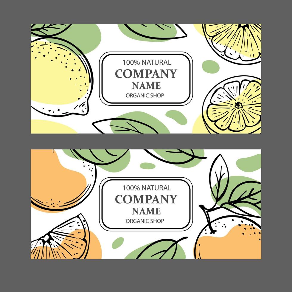 CITRUS LABELS Design Sticker Sketch Vector Illustration Set