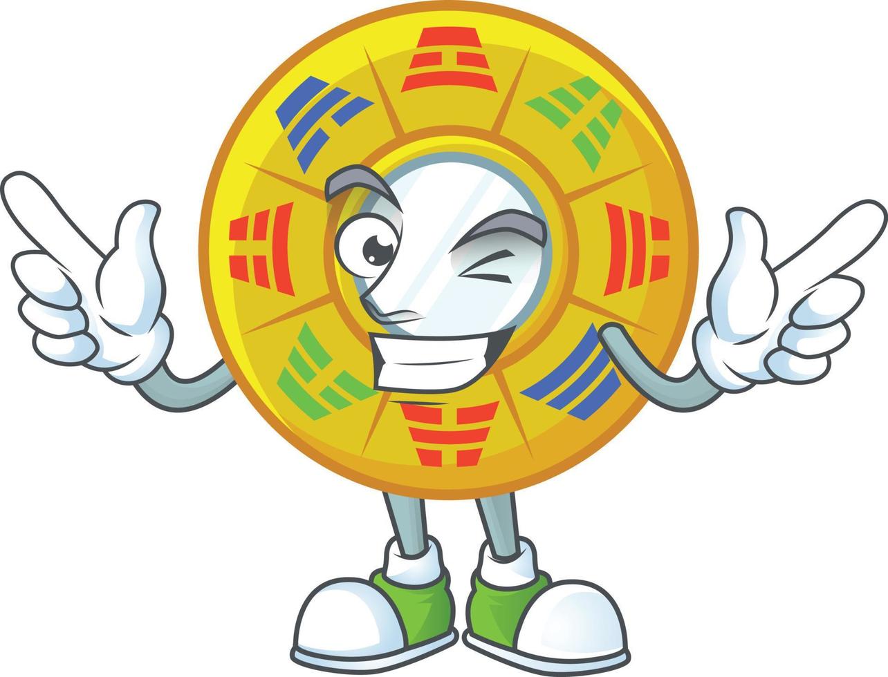 Chinese circle feng shui cartoon character style vector