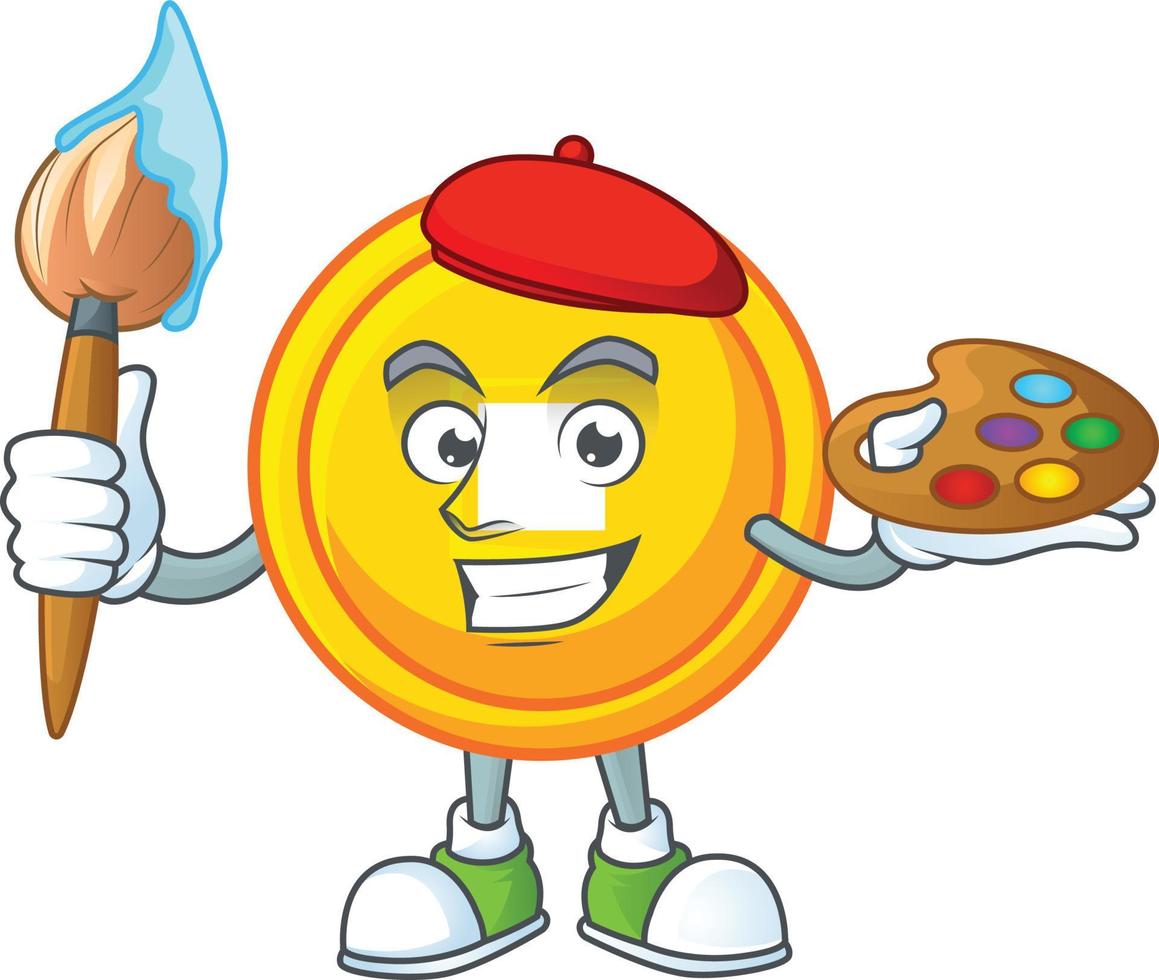Chinese gold coin cartoon character style vector