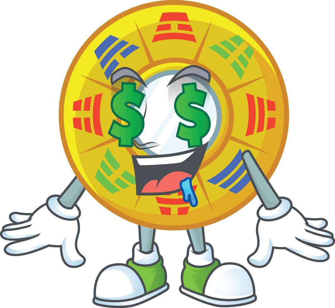 Chinese circle feng shui cartoon character style vector