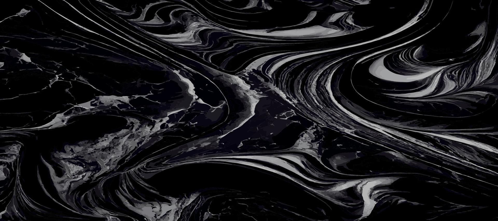 Black marble panoramic texture design, colorful dark marble surface, curved golden lines, bright abstract background design - Vector