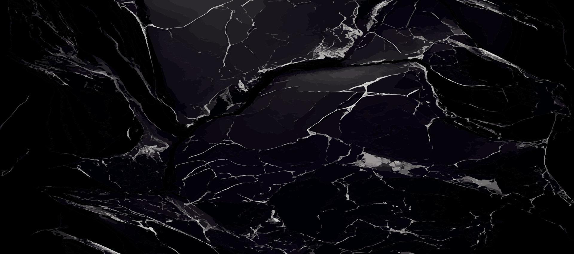 Black marble panoramic texture design, colorful dark marble surface, curved golden lines, bright abstract background design - Vector