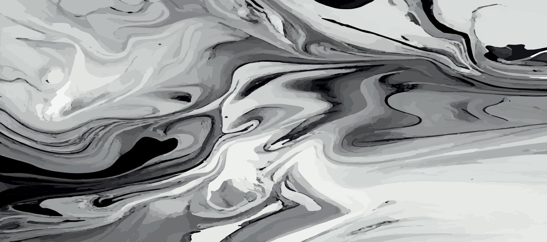 Marble panoramic texture, colorful black and white gray marble surface, curved lines, bright abstract background design - Vector