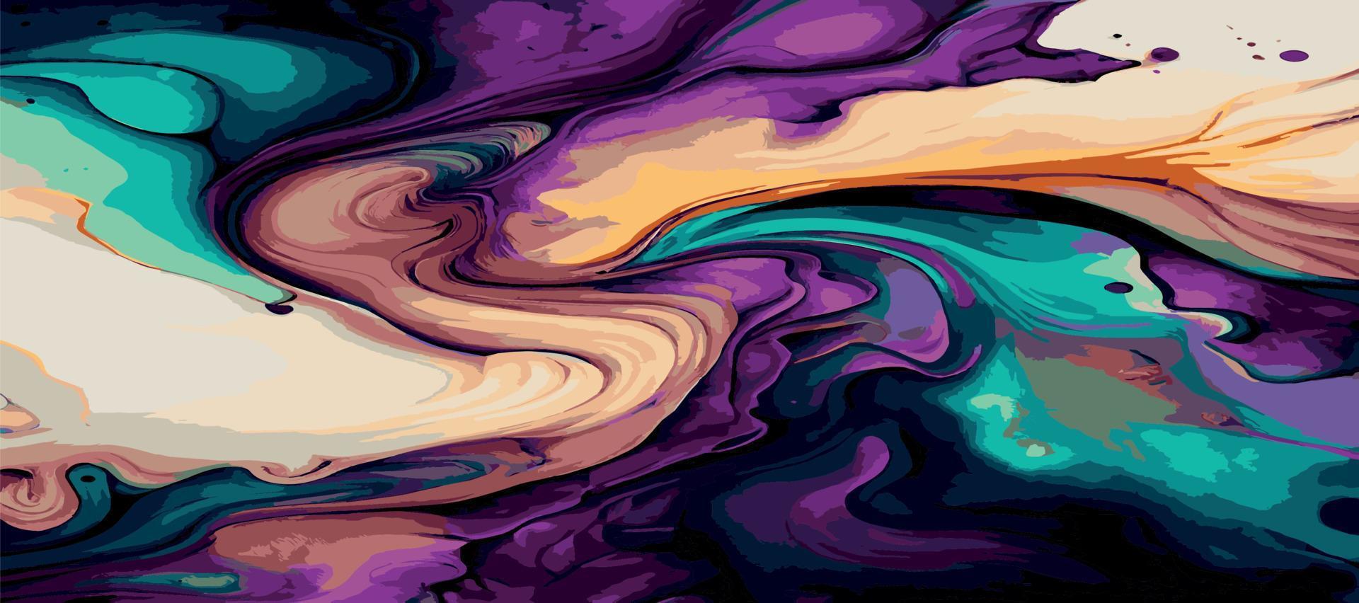 Marble panoramic texture design, colorful multicolored marble surface, curved lines, bright abstract background design - Vector