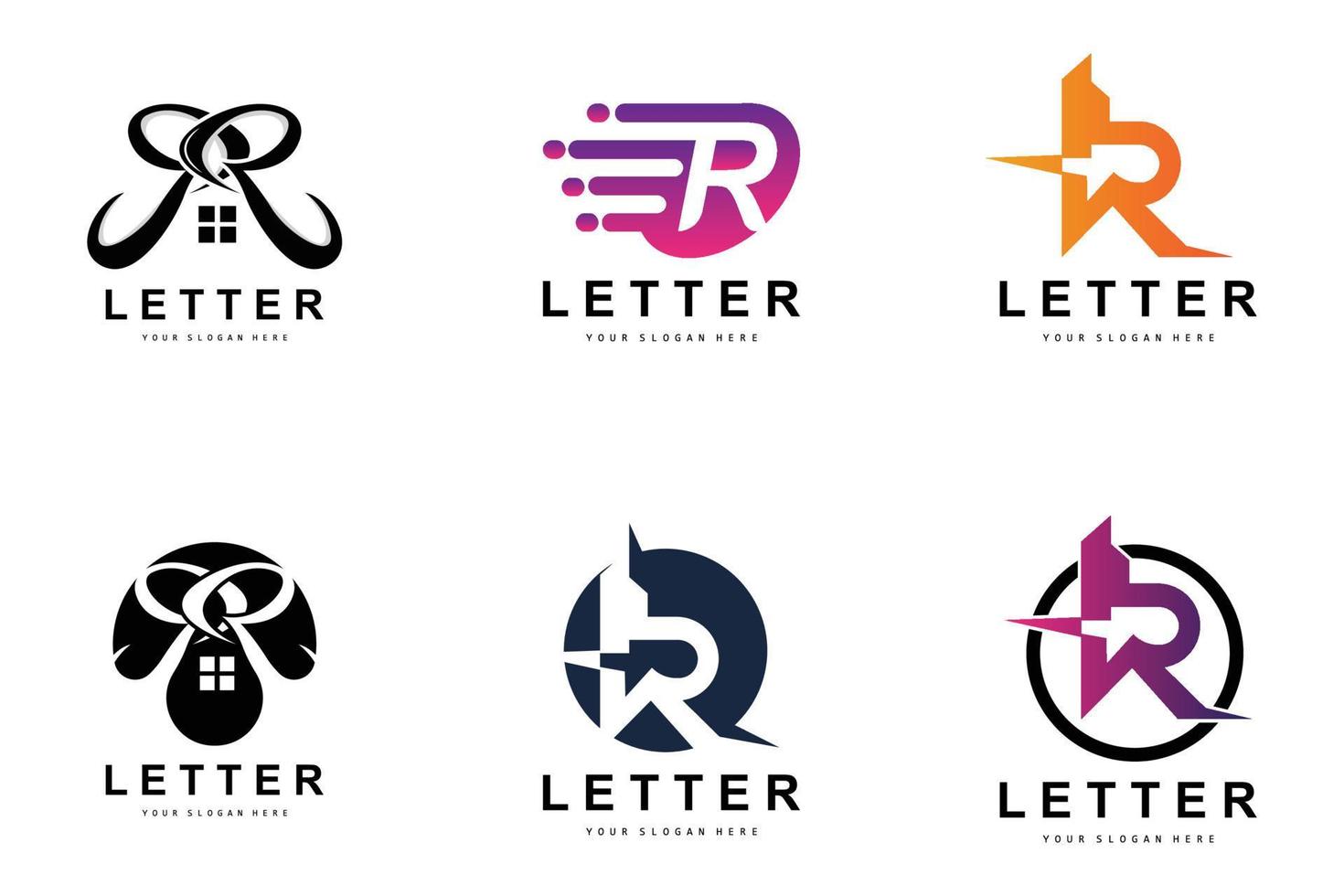 logotipo de letra r, símbolo de alfabeto vectorial, diseño de logotipos de marca con letra inicial vector