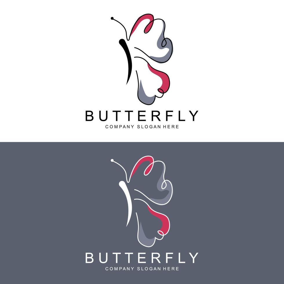 Butterfly Logo Design, Beautiful Flying Animal, Company Brand Icon Illustration, Screen Printing, Salon vector