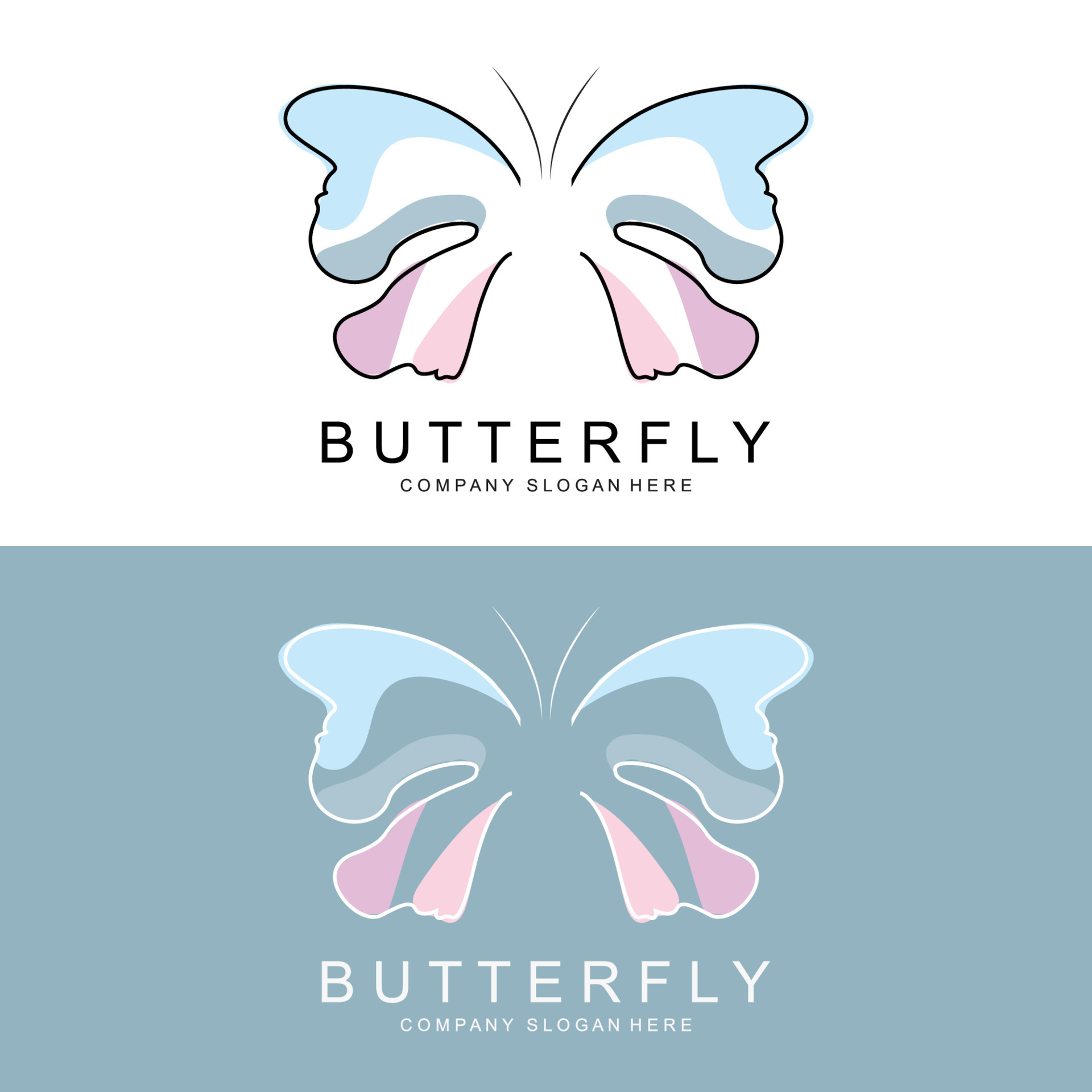 Butterfly Logo Design, Beautiful Flying Animal, Company Brand Icon Illustration, Screen Printing