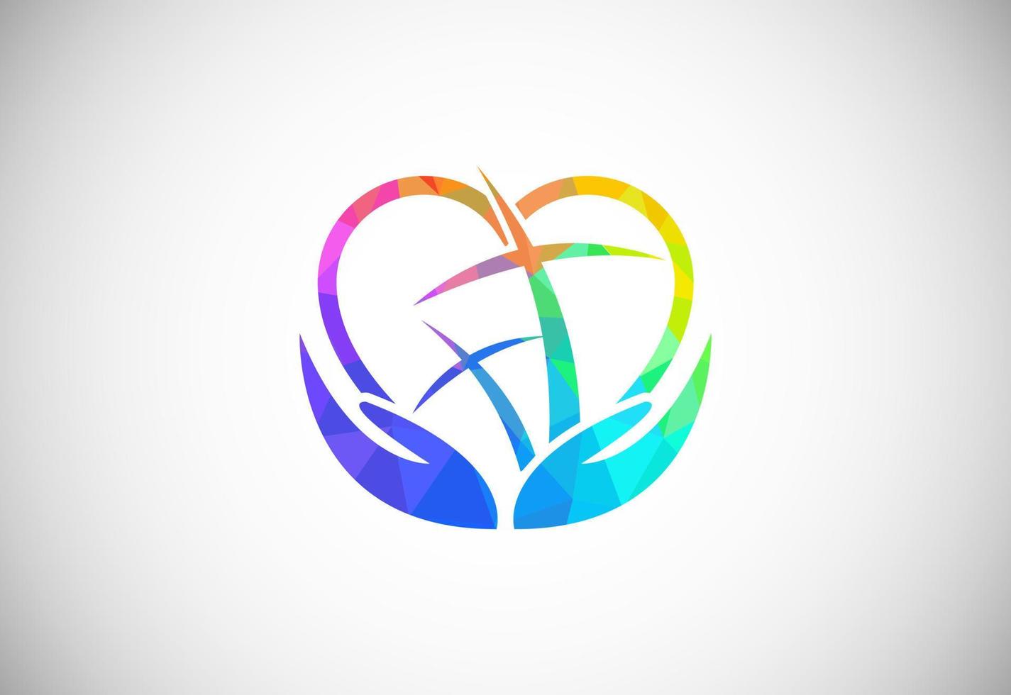Low poly style church logo. Christian sign symbols. The Cross of Jesus vector