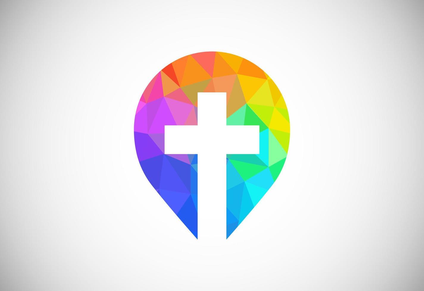 Low poly style church logo. Christian sign symbols. The Cross of Jesus vector