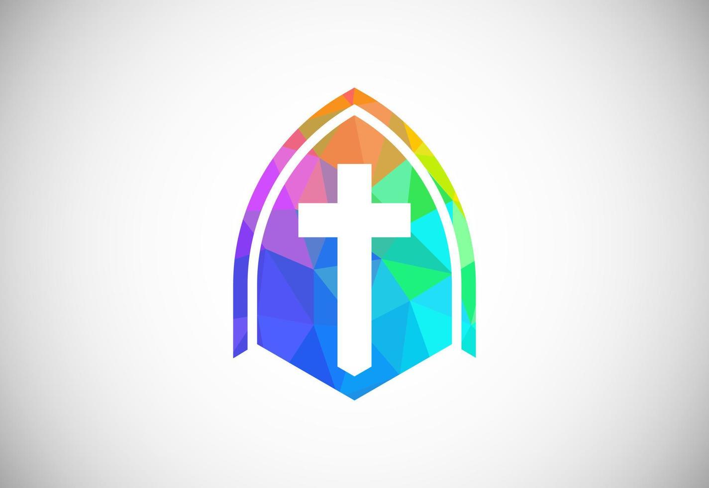 Low poly style church logo. Christian sign symbols. The Cross of Jesus vector