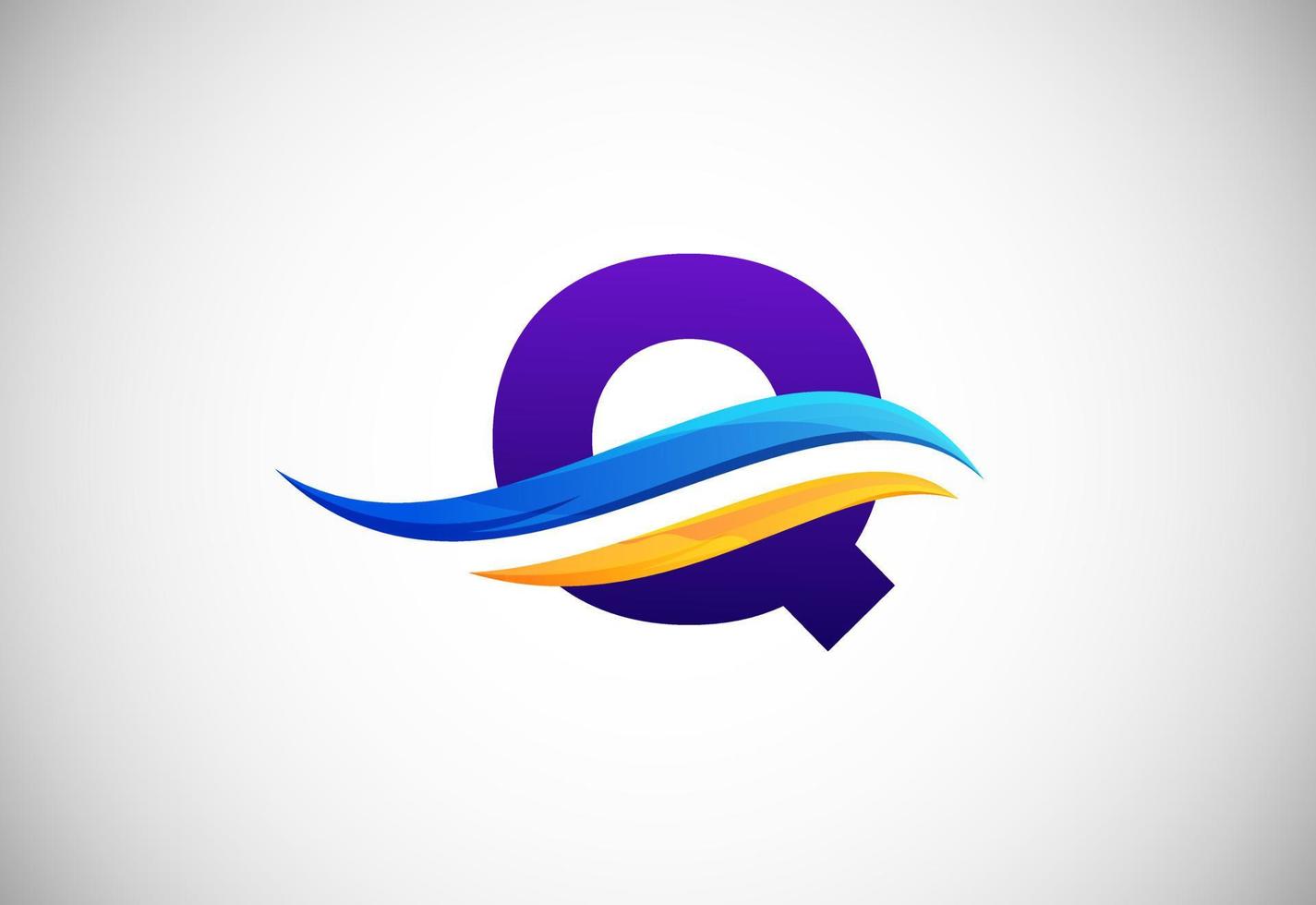 Initial Q alphabet with swoosh or ocean wave logo design. Graphic alphabet symbol for corporate business identity vector