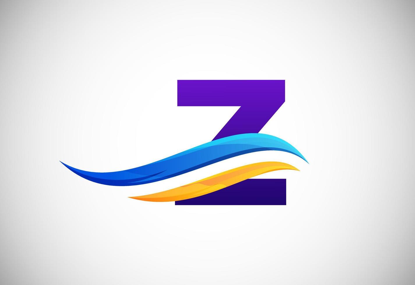 Initial Z alphabet with swoosh or ocean wave logo design. Graphic alphabet symbol for corporate business identity vector