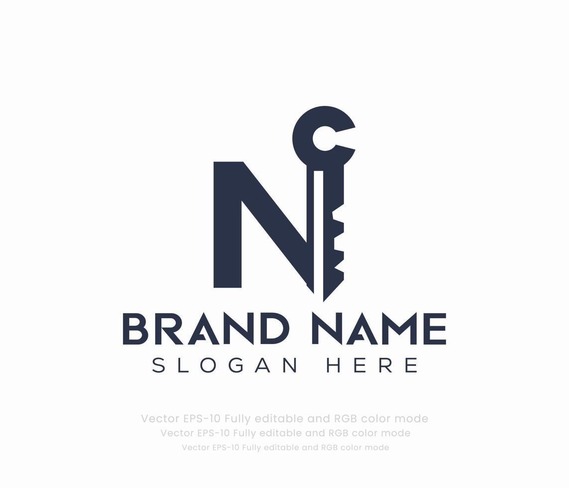 Letter N key logo vector