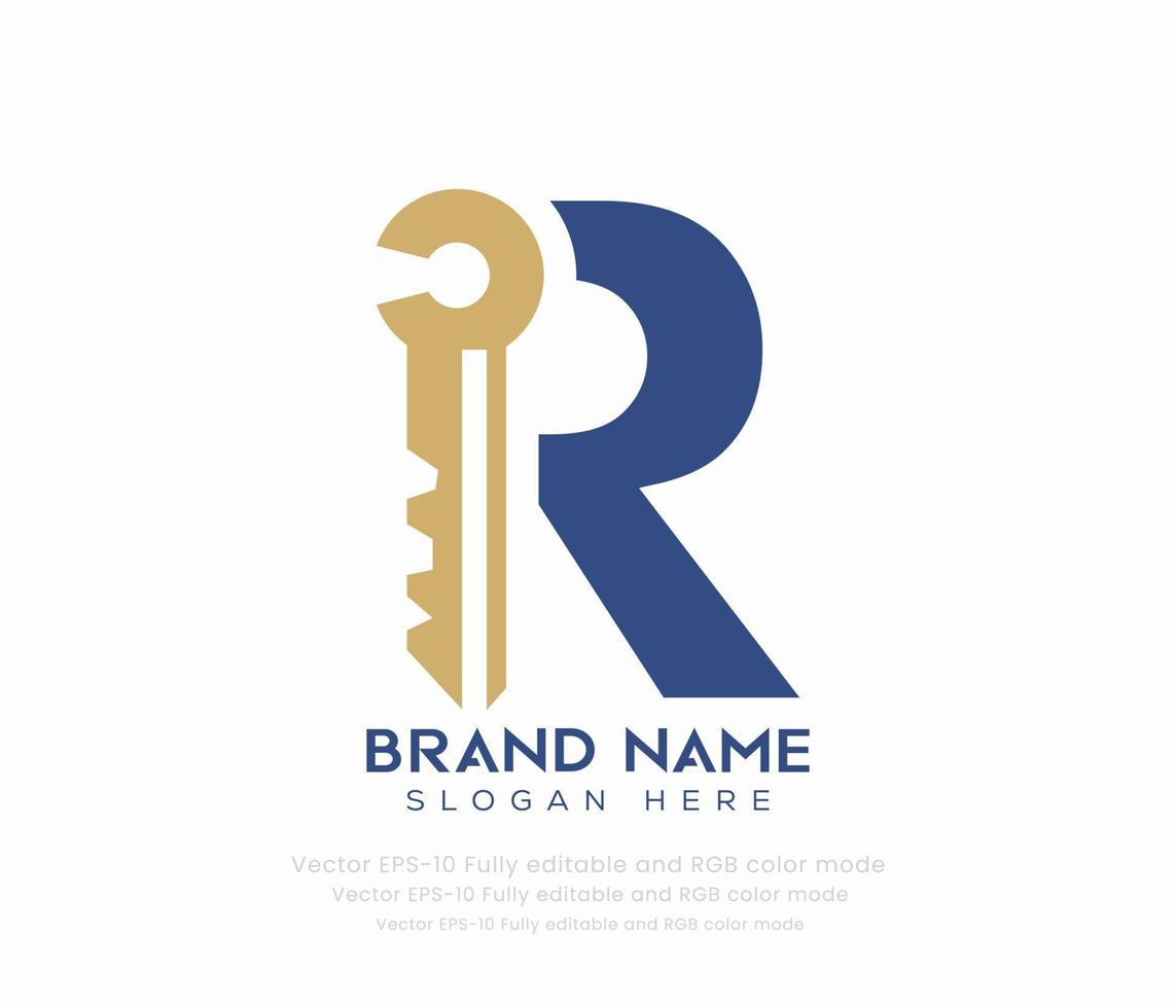 Letter R key logo vector