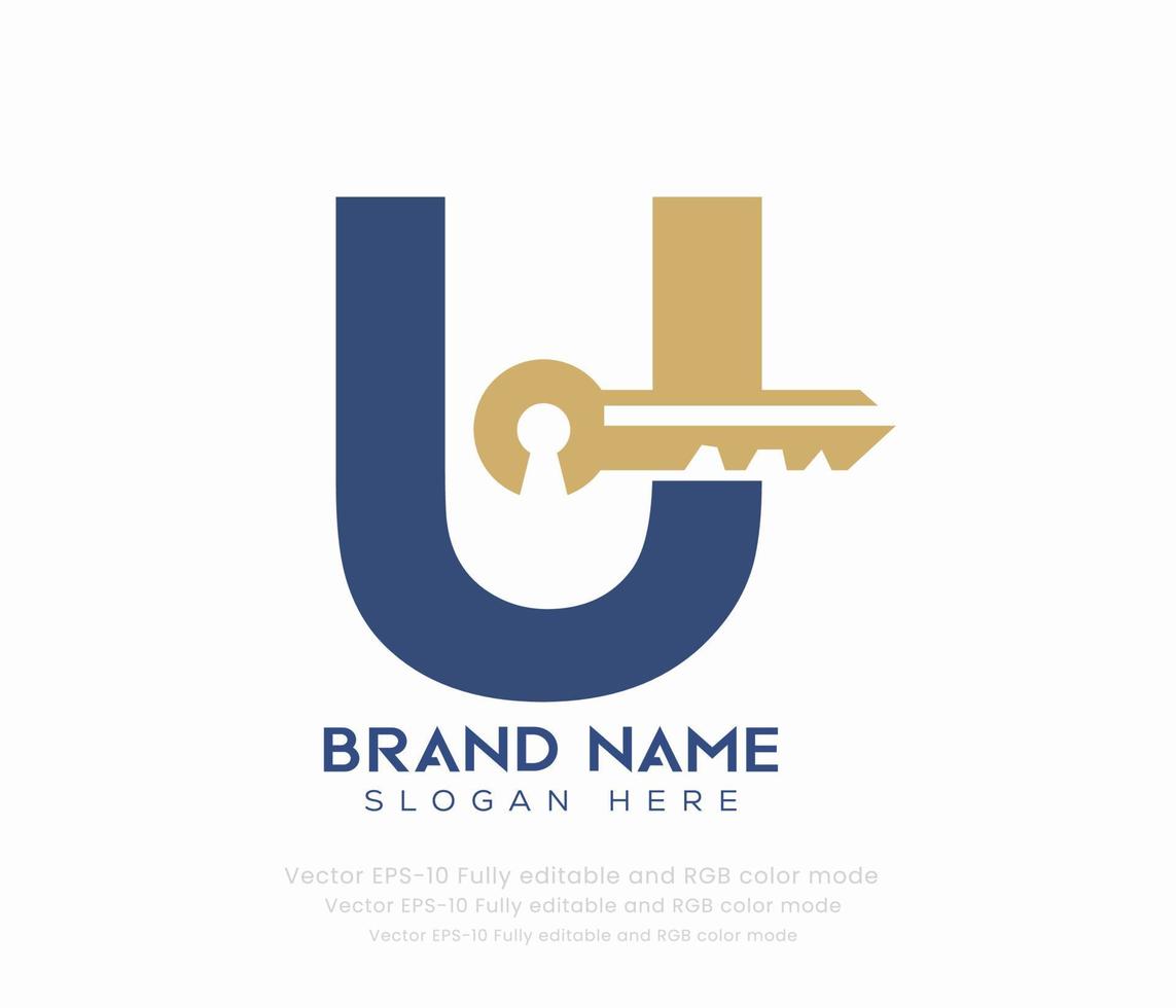 Letter U key logo vector