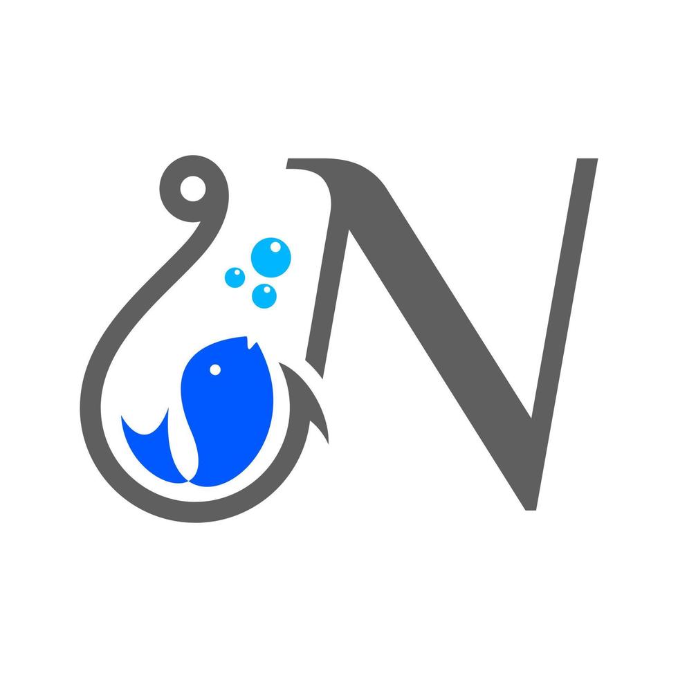 Initial N Hook Logo vector