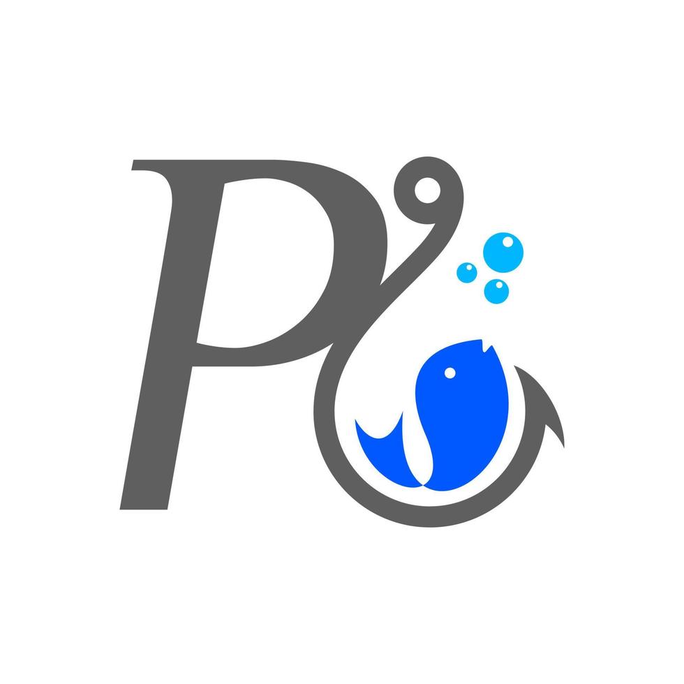 Initial P Hook Logo vector